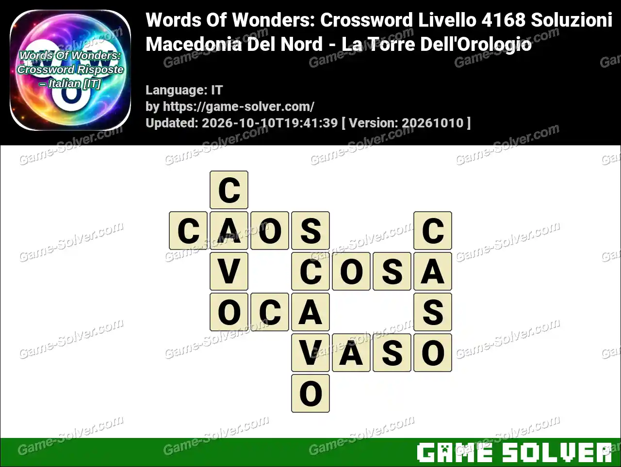 Words Of Wonders: Crossword Livello 4168 Soluzioni – Macedonia Del Nord – La Torre Dell’Orologio